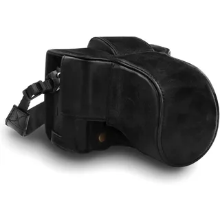 MegaGear MG1550 Fujifilm X-T3 (XF23mm - XF56mm & 18-55mm Lens) Ever Ready Echtleder Kamera-Case mit Trageriemen - Schwarz