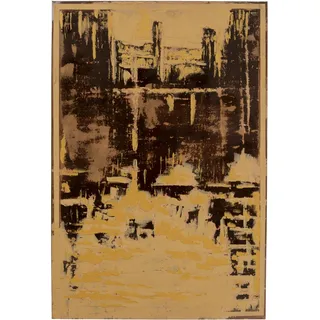 Kare Design Leinwandbild Golden Hour, Gold/Schwarz, 75x55 cm, Wandbild, Leinwand, Stadt Motiv, handgemalte Details, Klein, Wohnzimmer