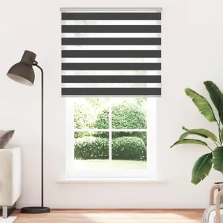 vidaXL Doppelrollo Schwarz 125x200 cm Stoffbreite 120,9 cm Polyester - Schwarz