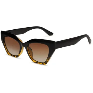 SOJOS Sonnenbrille Cateye Damen Polarisiert Eckig Vintage UV Schutz Trendige Retro Mode Brille SJ2235 mit Mehrfarbig Rahmen