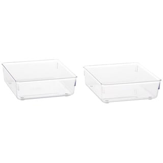 iDesign 52630M2EU Linus Besteckkasten Schubladeneinsatz für Besteck, Pfannenwender, Kleinkram - 2 Stück, 15,24 x 15,24 x 5,08 cm, Durchsichtig, Plastik, Clear