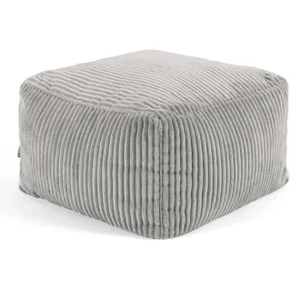 I.C.O.N. Icon Amara Hocker, Grau, Flauschiger Cord Stoff, Sitzsack Cord, Sitzpuff, Pouf Hocker mit Füllung, Fußhocker für das Wohnzimmer, Deko Wohnzimmer
