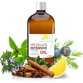 B.O.T cosmetic & wellness 100% Natürlich Anti Cellulite-Öl 100 ml Massageöl, Cellulite Massagegerät. Penetrieren Sie 6 Mal besser als Cellulite Creme. Mit ätherischen Ölen. Straffendes Körperöl Body Oil