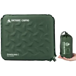 OneTigris DYNISLAND Sitzkissen selbstaufblasend 41 x 33 x 4 cm, Sitz Kissen Outdoor faltbar, Camping Sitzkissen Ultraleicht 150 g, Kissen aufblasbar für Wandern, Picknick (Ranger Grün)