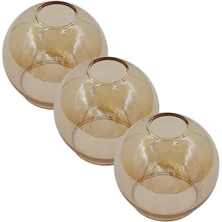 3er-Set Lampenschirm „Castello“ – Glas Ersatzschirm E14 goldfarbig, LED-geeignet, Lampenglas Ersatz für Pendellampe, Nachttischlampe & Deckenstrahler, edles Ersatzglas Set für stilvolle Leuchten