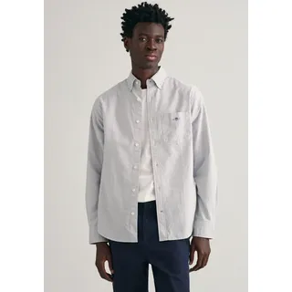 Gant Langarmhemd »Regular Fit Oxford Hemd strukturiert langlebig dicker gestreift«, mit dezenter Logostickerei, blau