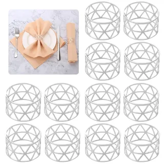 Mtsooning Silberne Vintage Serviettenringe aus Metall, für Feiertage | 12 Stk Vintage Serviettenringe in Silber, Tischdekoration für Weihnachten, Hochzeiten und Gemütliche Familienfeiern