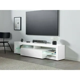 Dmora - TV-Ständer Ugo, TV-Ständerbasis, niedriges Wohnzimmer-Kommode mit 1 Tür, 100% Made in Italy, 160 x 40 x 35 cm, glänzendes Weiß