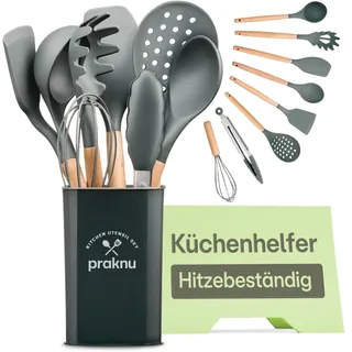 Praknu Küchenutensilien Silikon 8-teilig – Kochlöffel Set – Küchenhelfer