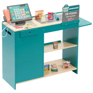 Kaufladen , Multicolor , Holz , 40-teilig , 86x29x75 cm , Spielzeug, Holzspielzeug