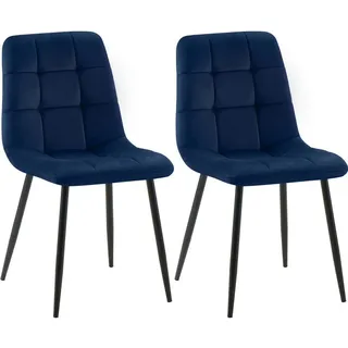 CLP Esszimmerstuhl Tilde Samt Blau 2er Set