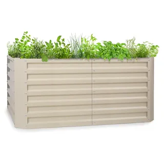 Blumfeldt Hochbeet aus Metall, Wetterfestes Stahl-Hochbeet für Balkon & Garten, Rostfreies Hochbeet Verzinkt, Freistehende Hochbeete 120x60x60 cm, 432L Pflanzkübel Groß für Blumen, Obst, Gemüse - Creme