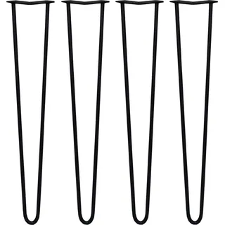 4 x SkiSki Legs 71cm 2 Streben Hairpin Haarnadel Tisch Stuhl Beine Stahl 12mm - Schwarz