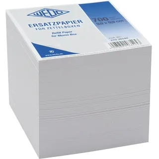 Wedo 27026540 Ersatzpapier (für Zettelbox holzfrei, 9,9 x 9,9 cm) 700 Blatt) weiß