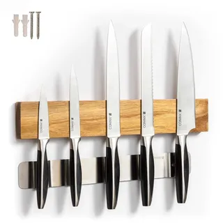 Coninx Magnetleiste Messer Holz 40cm | Küchenmesser Messerhalter Magnetisch mit extra starkem Magnet | Magnetstreifen Wandmontage | Magnetischer Messerblock aus Akazienholz