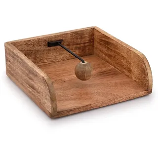 BHAVATU Rustikaler Serviettenhalter im Bauernhaus-Design, für Küchentische, Theken, für drinnen und draußen, Picknick, Restaurants, Café, Vintage-Heimdekoration, 20,32 x 20,32 x 7,11 cm