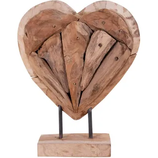 Dekoherz , Braun , Holz , Teakholz , Herz , Herz , 30 cm , stehend , Dekoration, Dekofiguren & Skulpturen, Dekoobjekte