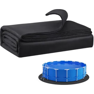 SucceBuy Poolunterlage, 4,5 m, für oberirdische Schwimmbecken, strapazierfähige Bodenplane, schützt vor Beschädigungen, Poolmatte aus robustem Geotextilmaterial, erhöht die Haltbarkeit der Poolfolie - Schwarz