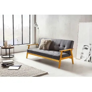 SalesFever Schlafsofa Webstoff 3-Sitzer Dunkelgrau
