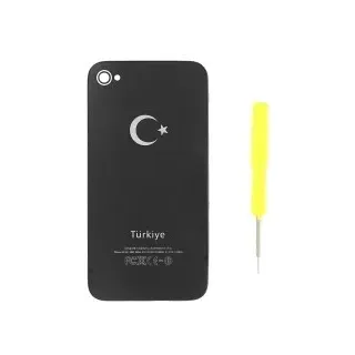 für iPhone 4s Akkudeckel Backcover schwarz Türkeilogo Rückseite - Braun