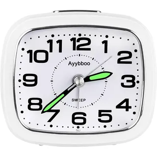 Ayybboo Wecker Analog Ohne Ticken für das Schlafzimmer | Seniorenwecker mit Großem Zifferblatt,Nachtlicht,Schlummerfunktion und lautem Alarm,Geeignet für Senioren und Tiefschläfer