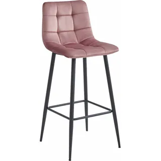 Barhocker ARCETO - dunkelrosa Samt / schwarze Beine - Rosa