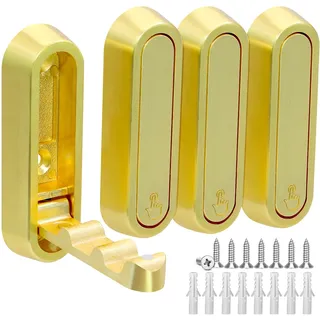 NVGFTG 4 Stück Klapphaken Gold Wall Hooks Wandhaken Klappbar Garderobenhaken Klappbar Kleiderhaken Gold Faltbare Wandhaken für Kleiderschrank Bad Küche Hängende Gegenstände