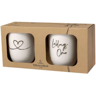 Villeroy & Boch – Statement Tassen Set "Lieblingsoma" 2 teilig Weiß, Schwarz, Spülmaschinenfest, Mikrowellensicher, Lieblingsoma Geschenke, Oma Tassen, Oma Becher, Kaffeetasse, Premium Porcelain