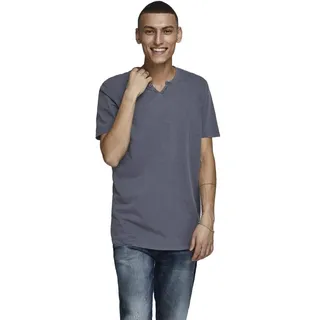 JACK & JONES T-Shirt Split mit Neck in Navy Blue-XXL