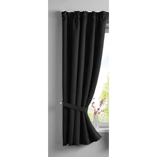 Gardinenbox Vorhang Blickdicht »Newyork« verdeckte Schlaufen Schwarz HxB 160x140 cm 1er-Pack Thermo-Gardine Verdunkelungsvorhang Blackout schalldämmend ÖKOTEX Kräuselband Raffhalter, 202020610