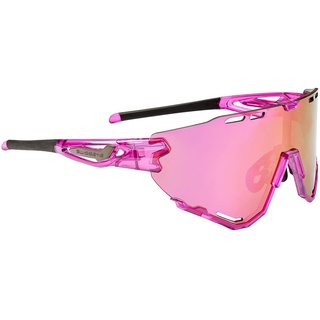 SWISSEYE Mantra Sportbrille (100% UVA-, UVB- und UVC-Schutz, verstellbarer Nasenbereich & gummierte Bügelenden, splitterfreies Material TR90, inkl. Etui), shiny laser pink