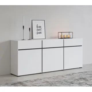 INOSIGN Sideboard »Cross,Breite 180 cm, moderne grifflose Kommode,3 Türen/3 Schubkästen« Schubladenschrank mit viel Stauraum, Einlegeböden verstellbar, schwarz-weiß