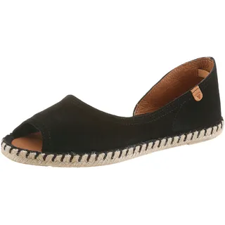 Espadrille VERBENAS "CRUZ SERRAJE", Damen, Gr. 40, schwarz, Veloursleder, unifarben, Schuhe Espadrille, Sommerschuh, Flat, Slipper, Ballerina in asymmetrischem Look