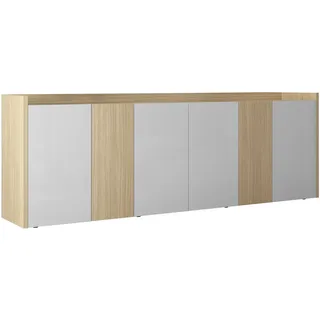OTTO home Sideboard ALTEA 220 x 75 x 40 cm Eiche Chopin / Weiß hochglanz