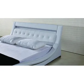 Lederbett Polsterbett Bett Betten Leder Leder Polster Ehe mit Belechtung - Weiß