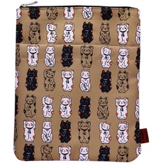 LParkin Lucky Japanese Cat Book Sleeve, Buchhüllen für Taschenbücher, waschbarer Stoff, Buchhüllen mit Reißverschluss, Medium 27,9 x 21,6 cm, Geschenk für Buchliebhaber