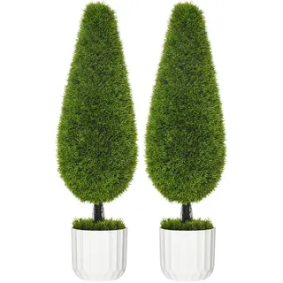 Homcom Kunstpflanze Zypresse 2er-Set, 90 cm Künstliche Pflanzen Kunstbaum im Topf , Kunststoff , 90 cm , Dekoration, Blumen & Blumentöpfe, Kunstpflanzen