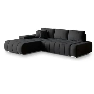masseno Eckcouch Polyester 2-Sitzer Schwarz