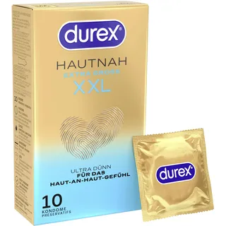 Durex Hautnah XXL Kondome – Ultra dünn, mit großer anatomischer Easy-On-Form & mit Silikongleitgel befeuchtet – 10er Pack (1 x 10 Stück)