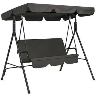 Outsunny Hollywoodschaukel, 3-Sitzer, Stahl, Schwarz, 172 x 110 x 153 cm , Metall , 110x153x172 cm , Gartenmöbel, Gartenschaukeln, Hollywoodschaukeln