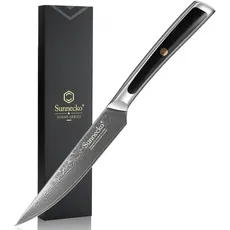 Sunnecko 12,7cm Damast Steakmesser - Profi Damastmesser Damastmesser Scharf Messer mit Ergonomischer Griff Steak Knife