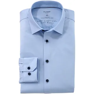 Businesshemd OLYMP "No. Six 24/Seven super slim", Herren, Gr. 39, N-Gr, blau (hellblau), Web, Obermaterial: 92% Baumwolle, 8% Elasthan, sehr schmal, Hemden Businesshemd, in bequemer Jersey-Qualität