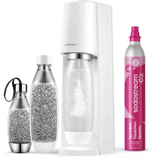 Sodastream Wassersprudler Terra White + 2 PET-Flaschen 1 l + 1 PET-Flasche 0,5 l + CO2-Zylinder