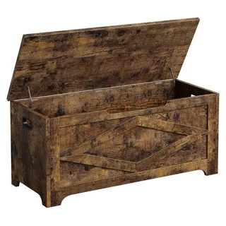 Holzbank/Ottomane - Rechteckiger Hocker/Fußhocker für Wohnzimmer & Schminktisch - Landhaus, modernes Design, Holzgestell - Montage erforderlich - Braun - Braun