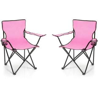 BigDean 2X Faltstuhl PINK Campingstuhl Anglerstuhl mit Getränkehalter | Inklusive Tragetasche - Anglersessel klappbar - Klappstuhl Gartenstuhl Faltstuhl Relaxsessel Angelsessel faltbar