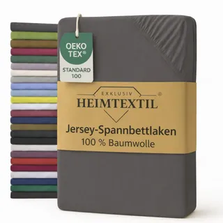 EXKLUSIV HEIMTEXTIL Marke Jersey Spannbettlaken 60 x 120-70 x 140 cm 100% Baumwolle Öko - Tex Zertifiziert, Markenqualität, Matratzenhöhe bis 10 cm, Grau