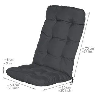 Beautissu 6er Set Hochlehner Auflagen Flair HL, 120x50x8cm, Graphitgrau - Dunkelgrau