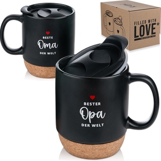 Geschenkset Oma und Opa Geschenke | Tassen aus Keramik 350ml | Weihnachtsgeschenke für Oma und Opa Geschenk | Großeltern Geschenkidee zu Weihnachten Kaffeetassen