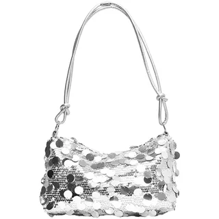 Uwiyo Damen Clutch Glitzer Pailletten, Damen Glitzer Tasche Schultertasche Elegante Abendtasche mit Reißverschluss Handtasche für Prom Hochzeit Party Bankett (Silber-Groß)