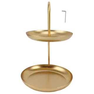 Dessertregal, Obstständer, rund, 2 Etagen, Eisen, Präsentationshalter für Party, Hochzeit, Geburtstag, Zuhause, Gold